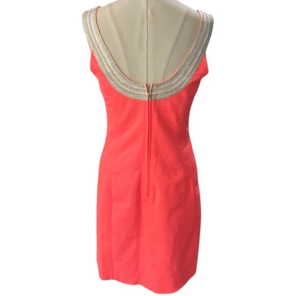 Lilly Pulitzer Valli Shift Dress Cayenne Coral with metallic trim size 00 - Picture 5 of 14